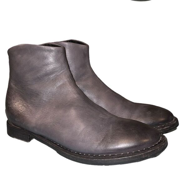 Ernesto Dolani Soft Gray Leather Back Zip Italian Designer Booties Women 39.5 - Picture 3 of 9